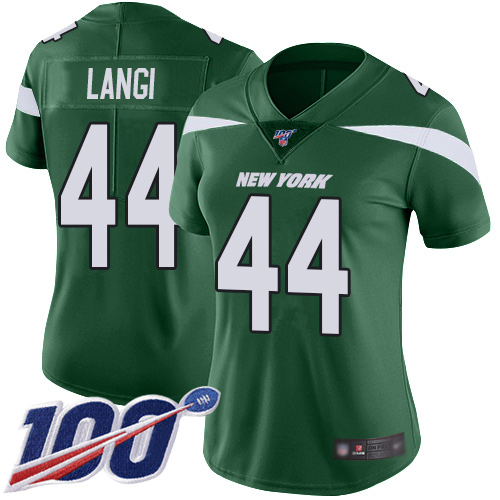 New York Jets Limited Green Women Harvey Langi Home Jersey NFL Football #44 100th Season Vapor Untouchable
